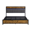 Modern Bed Frame With LED Lights, Upholstered Headboard, USB Charging by Unique Piece Furniture