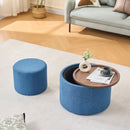 Nesting Ottomans, Round Coffee Table & Bench With Tray (Set of 2) by Unique Piece Furniture