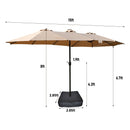 Double-Sided Outdoor Market Umbrella With Lights And Base