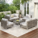 K&K Patio 8-Piece Patio Furniture Set with 43" Fire Pit Table by HouseOfZazla