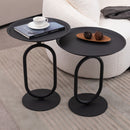 Lantern-shaped Metal End Table, Small Round Side Table, Modern Coffee Drink Cocktail Table, Small Accent Pedestal Table for Living Room Corners Small Spaces, 24'' Height