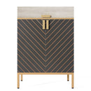 4 Tier Entryway Shoe Cabinet With Doors - Gray / Gold by HouseOfZazla