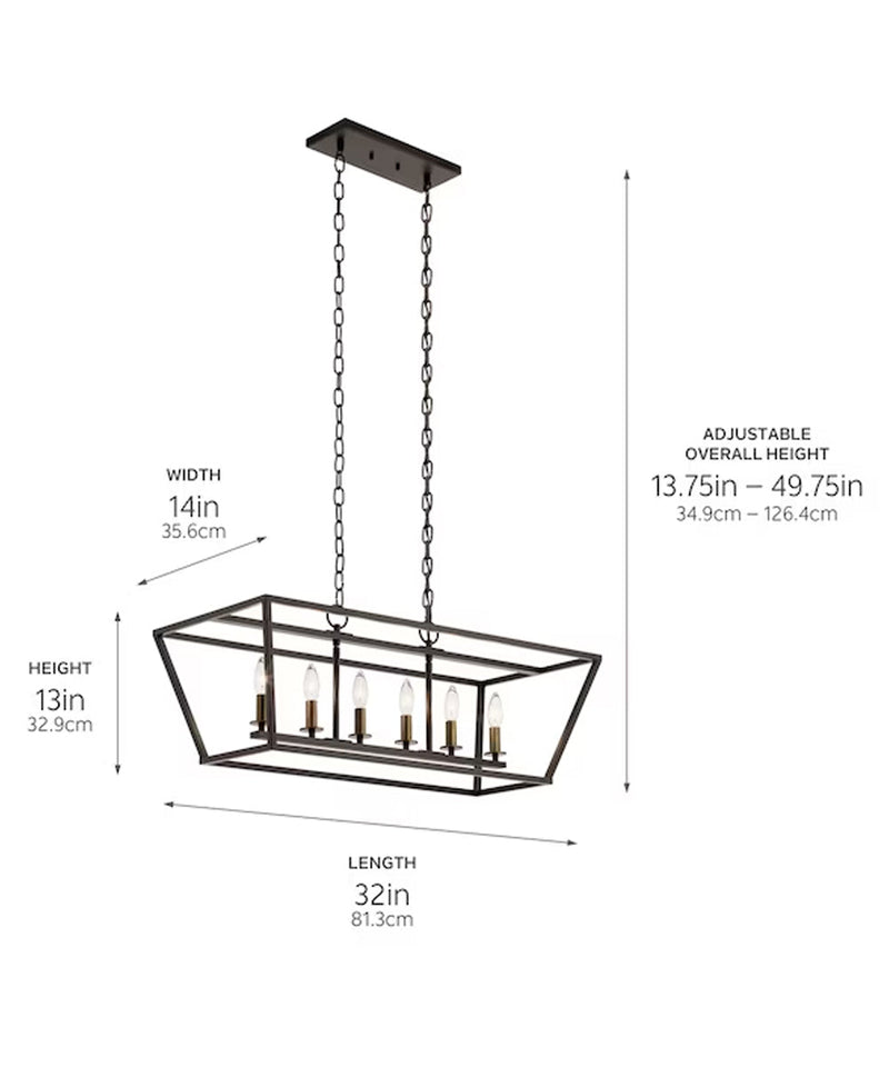 Remeigh 32"W 6-Light Island/Dining Chandelier by Kichler Olde Bronze Finish