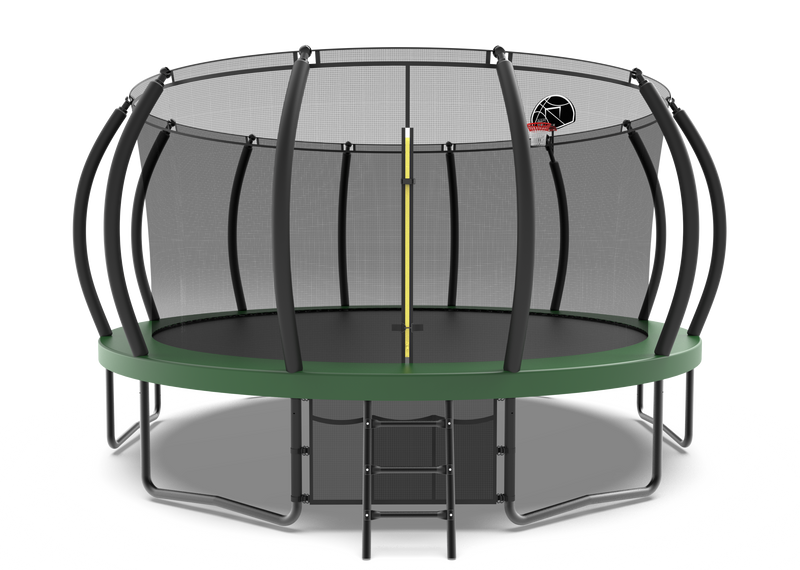 16FT Trampoline with Basketball Hoop - Recreational Trampolines with Ladder, Shoe Bag and Galvanized Anti-Rust Coating