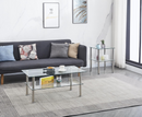 2-Layer Space Coffee Table, Modern Sofa table with Storage Shelve for Living Room Silver
