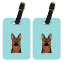 Checkerboard Blue German Shepherd Luggage Tag