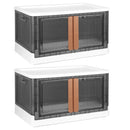 2Pcs 72L Foldable Storage Bins with Lid Collapsible Stackable Closet Organizer Containers with Front Door Lock 4Pcs Wheels