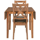 3-Piece Wood Drop Leaf Breakfast Nook Dining Table Set with 2 X-back Chairs for Small Places, Brown