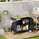 Outdoor Grill Cart With 304 Stainless Steel Sink And Cabinet - Black / Silver by HouseOfZazla