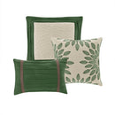 7 PC Pieced Faux Suede Comforter Set Green Cal King