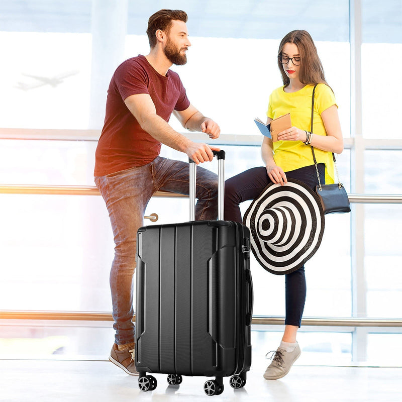 Hardshell Luggage, 24-Inch Expandable ABS Suitcase with Double Wheels, Black, photo 8 of 10