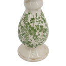 D4.7x10' White Ceramic Candle Holder with Green Floral Patterns, Small by HouseOfZazla