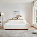 88 in. Round Arm Cloud Curved 3-Seater Modern Upholstered Chenille Sofa, Snow by HouseOfZazla