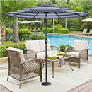 Patio Umbrella With Crank Lift & Push Button Tilt Frame, 200G / Sqm Solution Dyed Canopy - Blue Multi / Brown