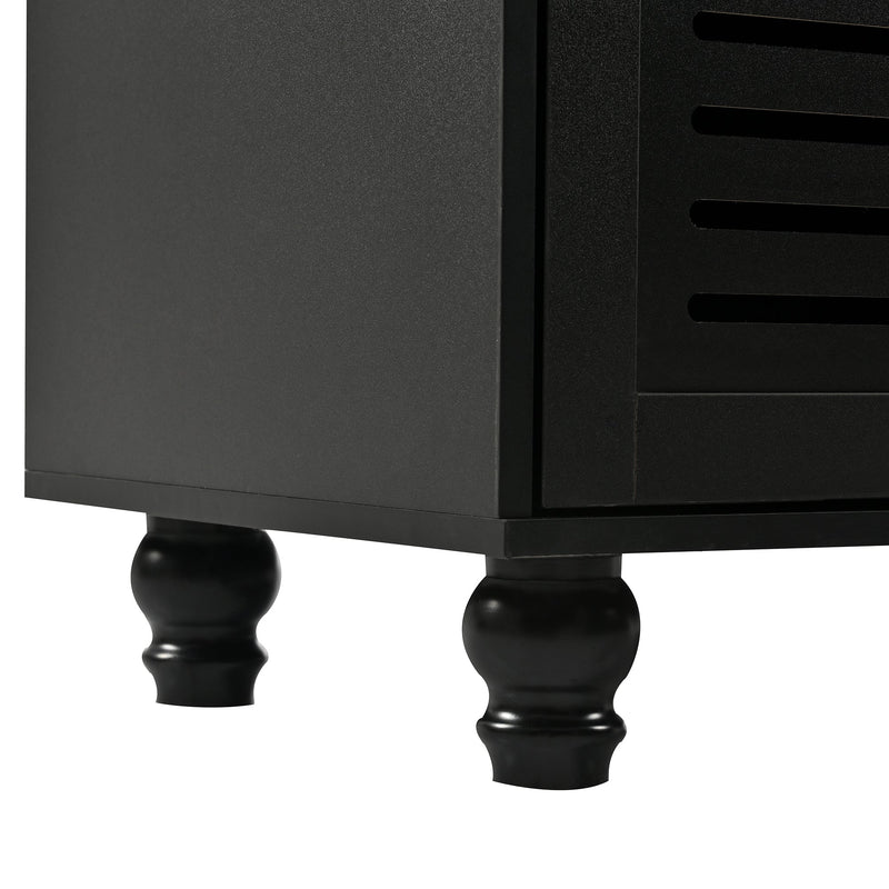 5-in-1 Entryway Bench with Shutter-shaped doors, Coat Rack, Cushion and 4 Sturdy Hooks, 47.2" Wide Hall Tree with Storage Bench for Hallway, Entryway, Living Room