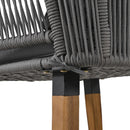 6-Piece Rope Patio Furniture Set, Outdoor Furniture with Acacia Wood Cool Bar Table with Ice Bucket, Deep Seat Patio Conversation Set with Two Stools for Backyard Porch Balcony (Grey)