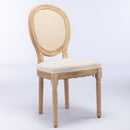 French Style Solid Wood Frame Antique Painting Fabric Rattan Back Dining Chair (Set of 2) by HouseOfZazla