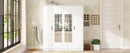 4-Door Mirror Wardrobe with shelves, White