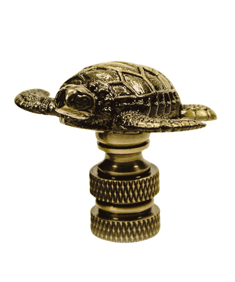 1.4"H Antique Metal Sea Turtle Antique Brass Base Lamp Finial