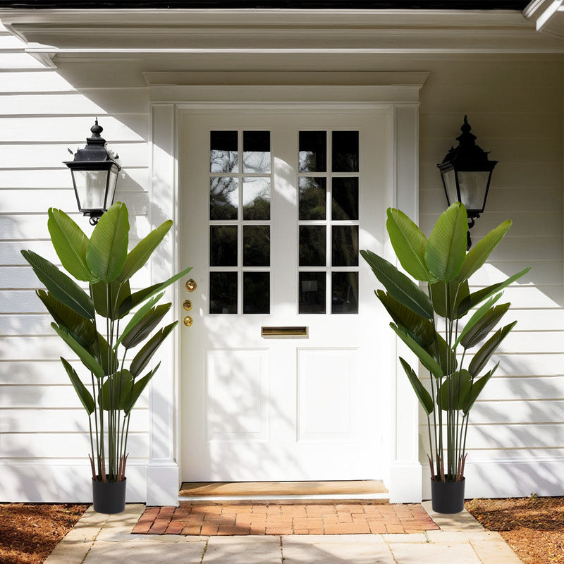 2025 New adhesive fabric traveler banana leaf 15 leaf home decoration indoor decoration artificial green plant 2pcs/set