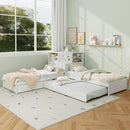 L-Shaped Bed Frame With Trundle, Built In Desk & LED Lighting by HouseOfZazla