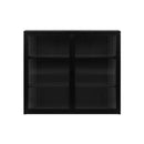 27.56"Glass Doors Modern Two-door Wall Cabinet with Featuring Three-tier Storage for Entryway Living Room Bathroom Dining Room,Black