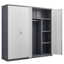 Wardrobe With Hanging Rod And Compartments, Lockable Closet With Locks & Keys For Bedroom - Gray by HouseOfZazla