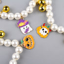 3pcs Pearl Necklace For Pets Halloween Decoration Cat Necklace Puppy Dog Bell Neck Ornament