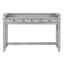 4-piece Dining Bar Table Set with 3 Upholstered Stools, Multifunctional Dining Table with 3 Drawers (Gray)