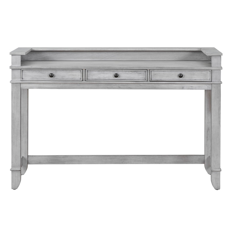 4-piece Dining Bar Table Set with 3 Upholstered Stools, Multifunctional Dining Table with 3 Drawers (Gray)