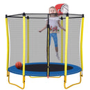 5.5FT Trampoline for Kids - 65" Outdoor & Indoor Mini Toddler Trampoline with Enclosure, Basketball Hoop and Ball Included