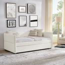Daybed with Trundle Upholstered Tufted Sofa Bed, Twin Size, Boucle Fabric, Beige (83'x43'x29.5')