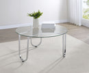 Beller Round Tempered Glass Top Cocktail Coffee Table Chrome