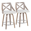 Charlotte - Farmhouse Fixed Height Counter Stool & Swivel With Round Footrest (Set of 2) by HouseOfZazla