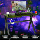 Ergonomic Gaming Desk with Mousepad and Cup Headphone Holder by LJGDeals