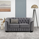 64" Velvet Upholstered Loveseat Sofa, Modern Loveseat Sofa with Thick Removable Seat Cushion, 2-Person Loveseat Sofa Couch for Living Room, Bedroom, or Small Space, Gray
