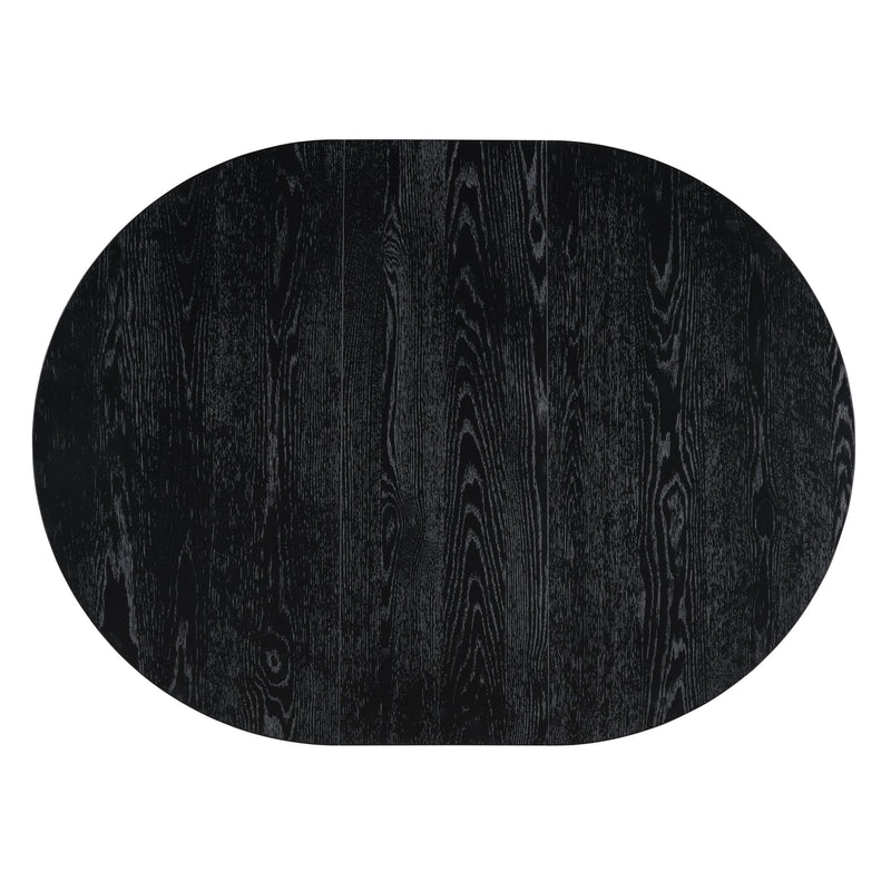 5-Piece Multifunctional Dining Table Set, Farmhouse Dining Set with Extendable Round Table,Two Small Drawers and 4 Upholstered Dining Chairs for Kitchen and Dining Room (Black)