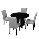 5 Piece Round Dining Table Set, Modern Table And 4 Upholstered Chairs For Dining Room by HouseOfZazla