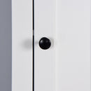 Wooden Bathroom Floor Storage Cabinet With 2 Doors And 6 Shelves - White