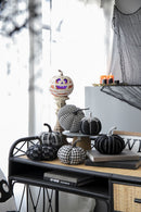 Light Plaid Pumpkin, For Holiday Halloween Decor - Black / White by HouseOfZazla