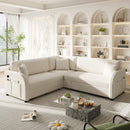 L-Shaped Couch With Pull-Out Bed, Oversize Convertible Sleeper Sofa With Side Pocket & USB Port