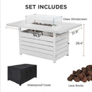 Rectangular Propane Fire Pit Table With Burner, Lava Rock, Waterproof Cover by HouseOfZazla