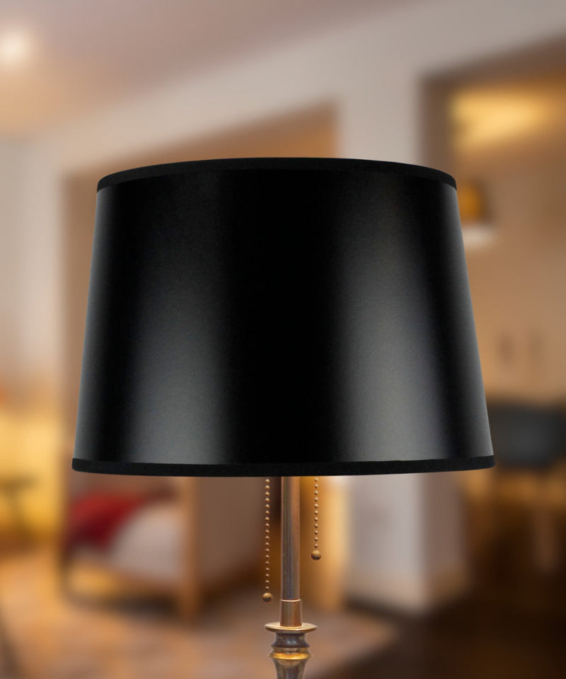 12"W x 8"H Hardback Shallow Drum Lamp Shade Black