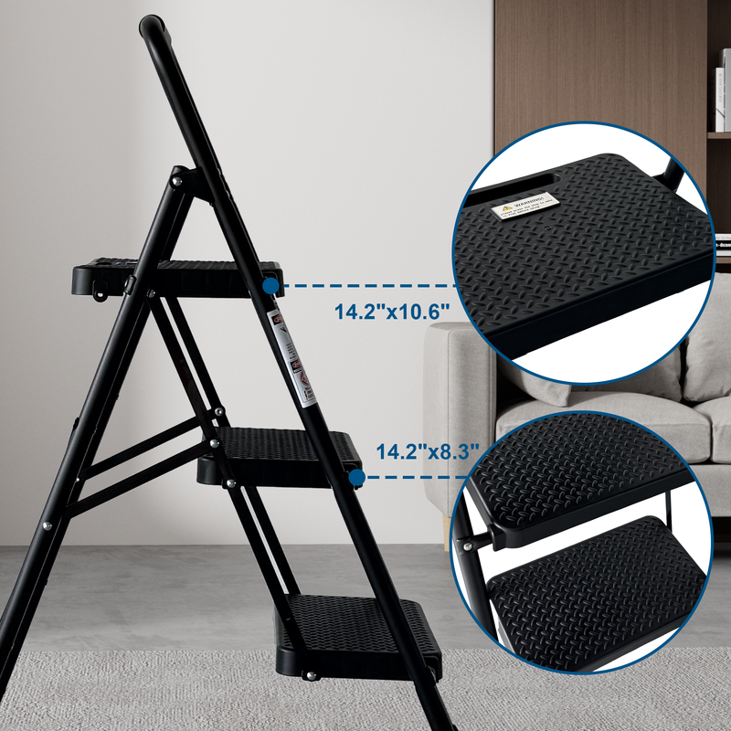 3 Step Ladder Folding Step Stool with Wide Anti-Slip Pedal, photo 8 of 10