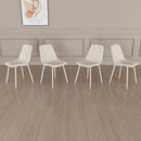 Modern Kitchen Dining Chairs (Set of 4) With Linen Padding And Sturdy Metal Legs - Beige