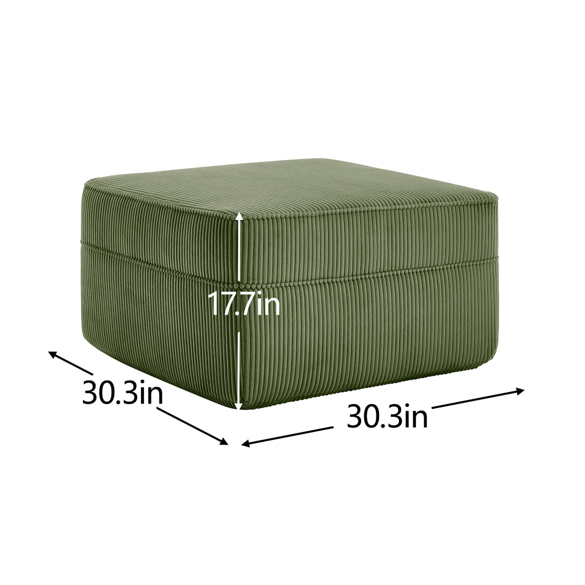 Ottoman Corduroy - Green, photo 6 of 7