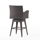Outdoor Modern Rattan Swivel Barstool With Tapered Legs - Beige / Multibrown