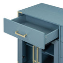 6-drawer and 2-Cabinet Retro Sideboard with Extra Large Storage Space, with Gold Handles and Solid Wood Legs, for Kitchen and Living Room (Antique Blue)