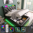 Upholstered Bed, 360 Surround LED Function, Remote Control, Hydraulic Storage Bed With USB, Type-C Charging (Without Mattress) by HouseOfZazla