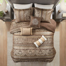 7 Piece Jacquard Comforter Set - Brown/Gold King
